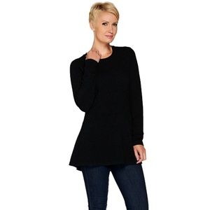 Isaac Mizrahi 2 Ply Cashmere Peplum Tunic Sweater